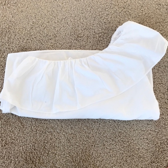 NWT! LOFT Size XS white one shoulder ruffled top - Picture 8 of 8